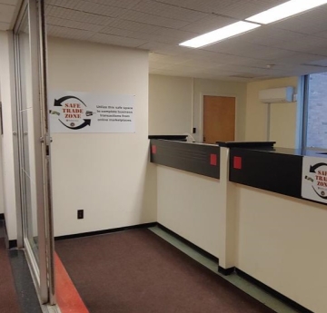 Safe Trade Zone in Chase Hall across from dispatch