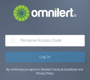 Omnialert personal code screen